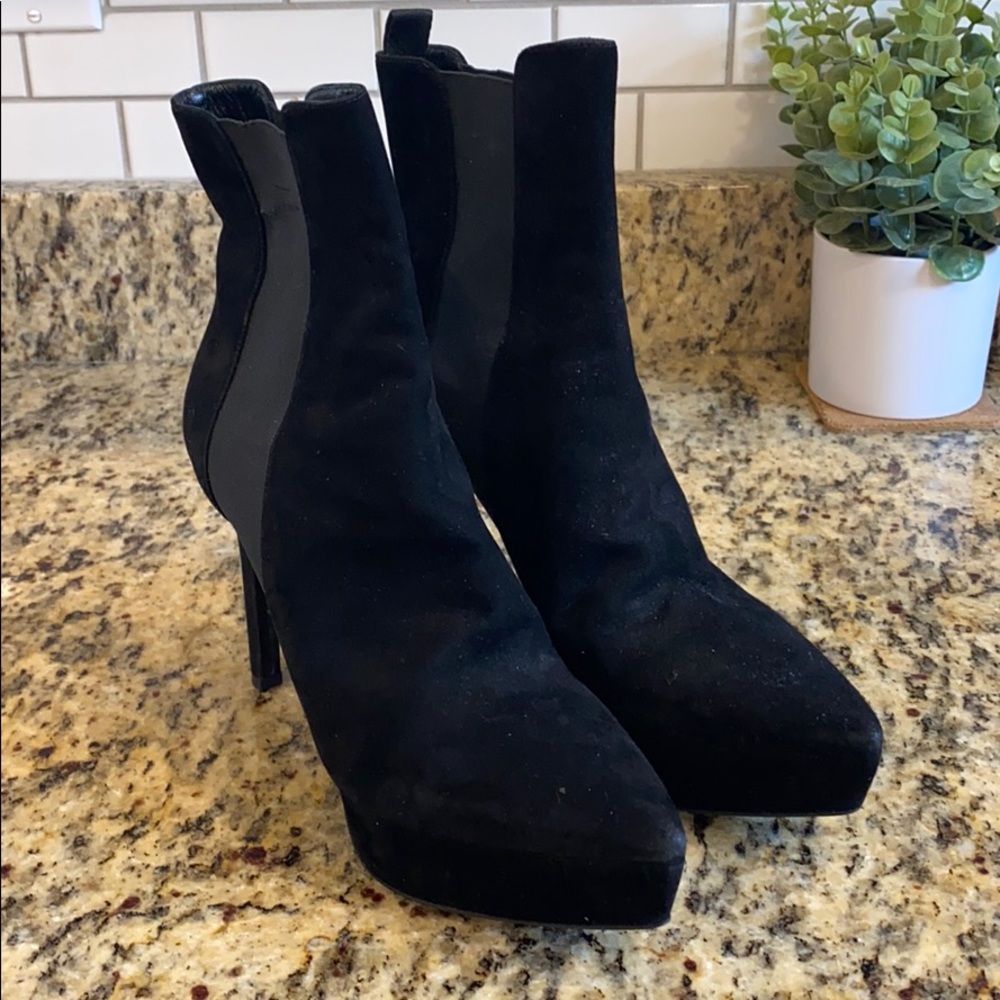 Prada- Black Suede Ankle Platform 7.5